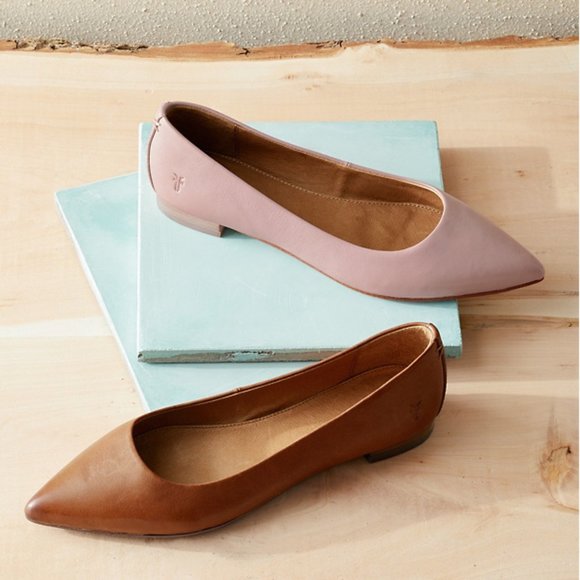 Frye Sienna Cognac Leather Ballet Pointed Flats - Picture 16 of 16